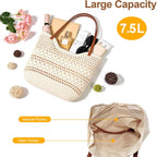 Peicees Small Crochet Beach Bag For Women- Woven Boho Purse Knitted Shoulder Bag For Summer Vacation Beachy Travel Pool