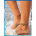 Gold Ankle Bracelets for Women - Waterproof 14K Gold Plated Dainty Cuban Link Chain Anklets, Adjustable Non-Tarnish Layered Anklet Set for Beach Vacation & Everyday Wear, Perfect Jewelry Gift