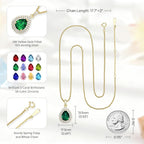 Birthday Gifts for Wife-18K Gold Plated Teardrop Birthstone Necklace- with Light-Up Gift Box,Anniversary Birthday Gifts for Women Her Wife Girlfriend Mom,Womens Jewelry