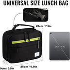 Genteen Lunch Box Kids, Insulated Lunch Bag Kids Boys Girls Back To School, Soft Lunch Box For Men Reusable Lunchbox For Office,Outdoor,School (Black)