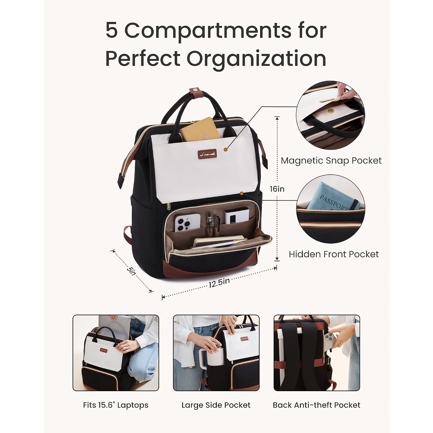 Lovevook Laptop Backpack For Women With Giant Tumbler Holder Pocket, 15.6 Inch Travel Work Backpack Purse For Nurse Teacher, Waterproof Bag College Bookbag Casual Daypack