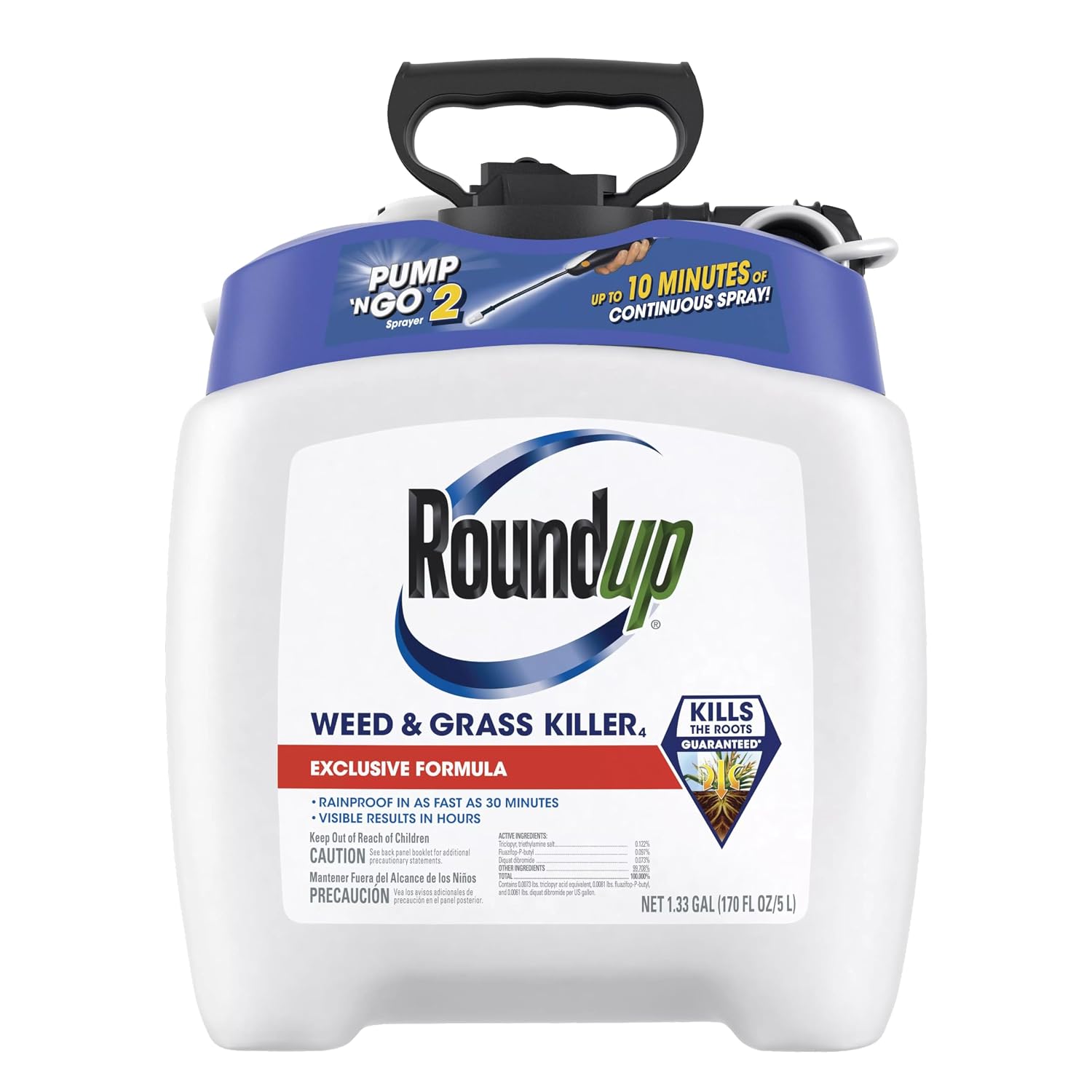Roundup Weed & Grass Killer4 With Pump 'N Go 2 Sprayer, 1.33 Gal. | Ready-To-Use Bug Killer With Comfort Wand, Kills Ants, Roaches And Spiders, Use In Kitchens, Bathrooms And Home Perimeter