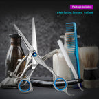 Stainless Steel Hair Cutting Scissors 6.5 Inch Hairdressing Razor Shears Professional Salon Barber Haircut Scissors, One Comb Included, Home Use For Man Woman Adults Kids Babies
