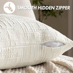 Miulee Textured Throw Pillow Covers Thick Chenille Decorative Pillows Cream White 18X18 Inch Set Of 2 Modern Boho Farmhouse Home Decor Neutral Cushion Covers For Couch Sofa Living Room Bedroom