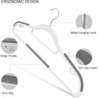 60 Pack Heavy Duty Plastic Hangers, Non Slip Clothes Hangers With Rubber Pads And 360° Hook - Thin Space Saving Hanger, Closet Organizer For Shirt, Pants, Suit, Skirt,Coat - Gray