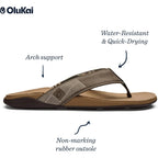Olukai Tuahine Men'S Waterproof Leather Sandals, Versatile Beach Flip Flops, Arch Support & Comfort Fit, Lightweight & Durable, Enhanced Grip & Traction