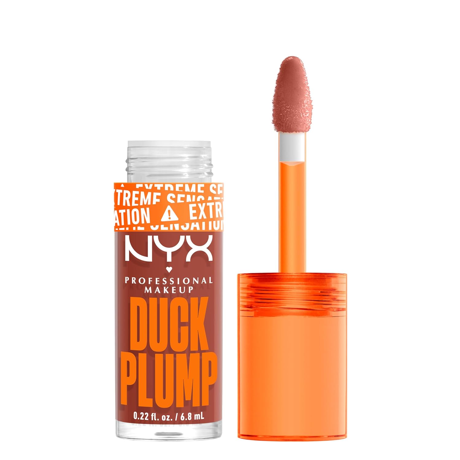 Nyx Professional Makeup Duck Plump High Pigment Lip Gloss, Lip Plumper Gloss With Spicy Ginger - Brown Of Applause