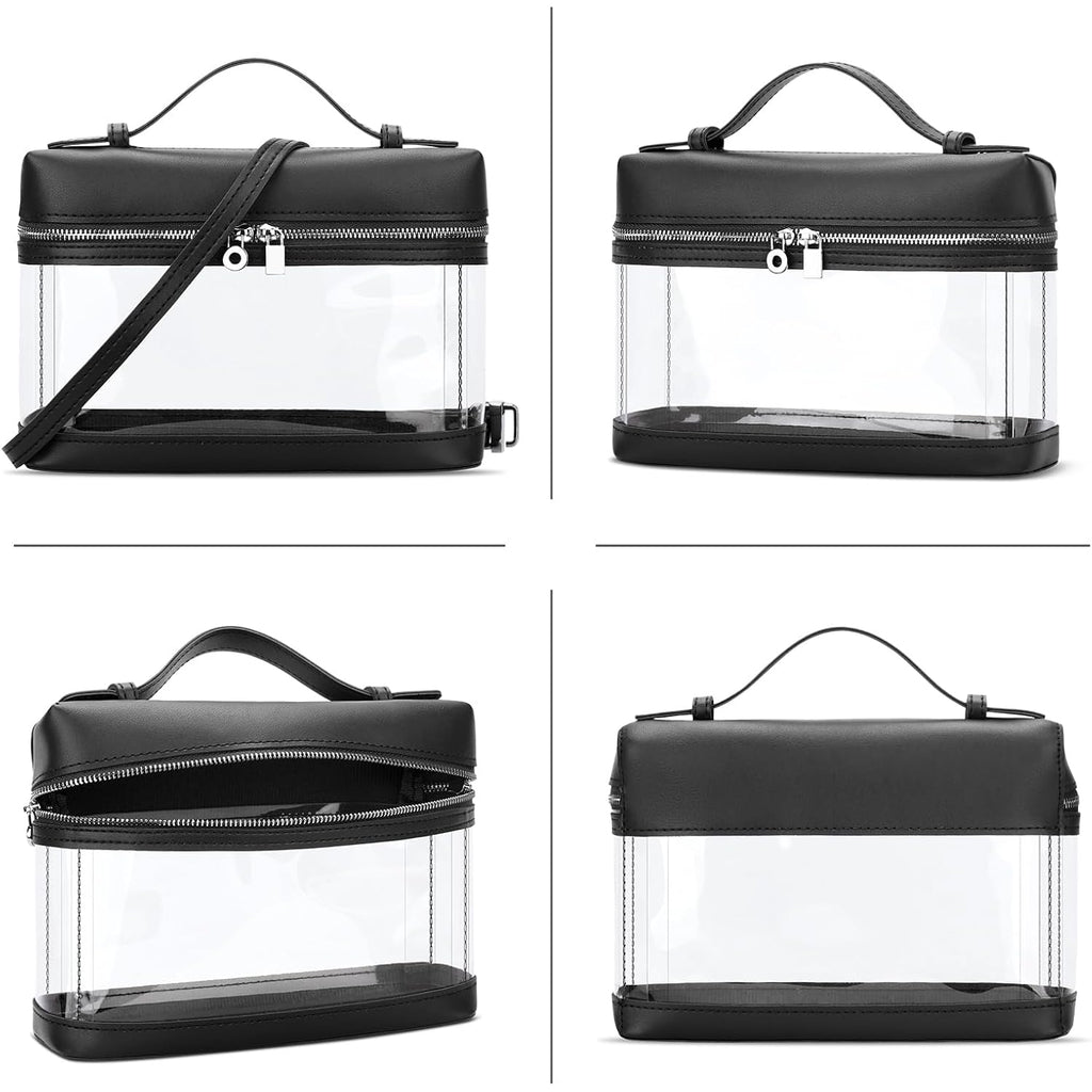 Kkxiu Clear Crossbody Bags For Women Stadium Approved Vegan Leather Transparent Purses For Concerts Sports