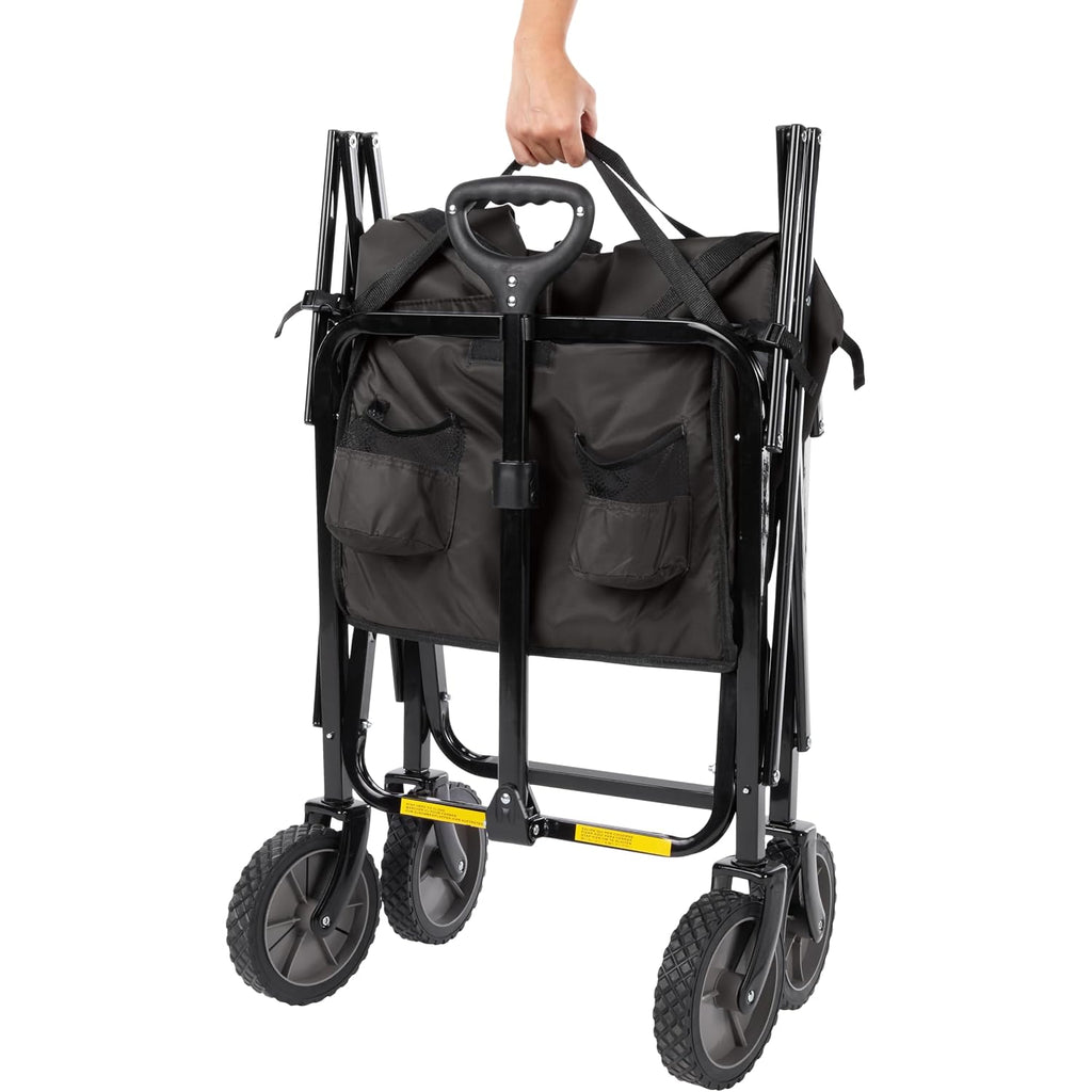 Amazon Basics Collapsible Heavy Duty Utility Wagon For Outdoor Sports, Camping, Garden, And Shopping, 265 Pounds Capacity, 27.6 X 40.9 X 20 Inches, Black