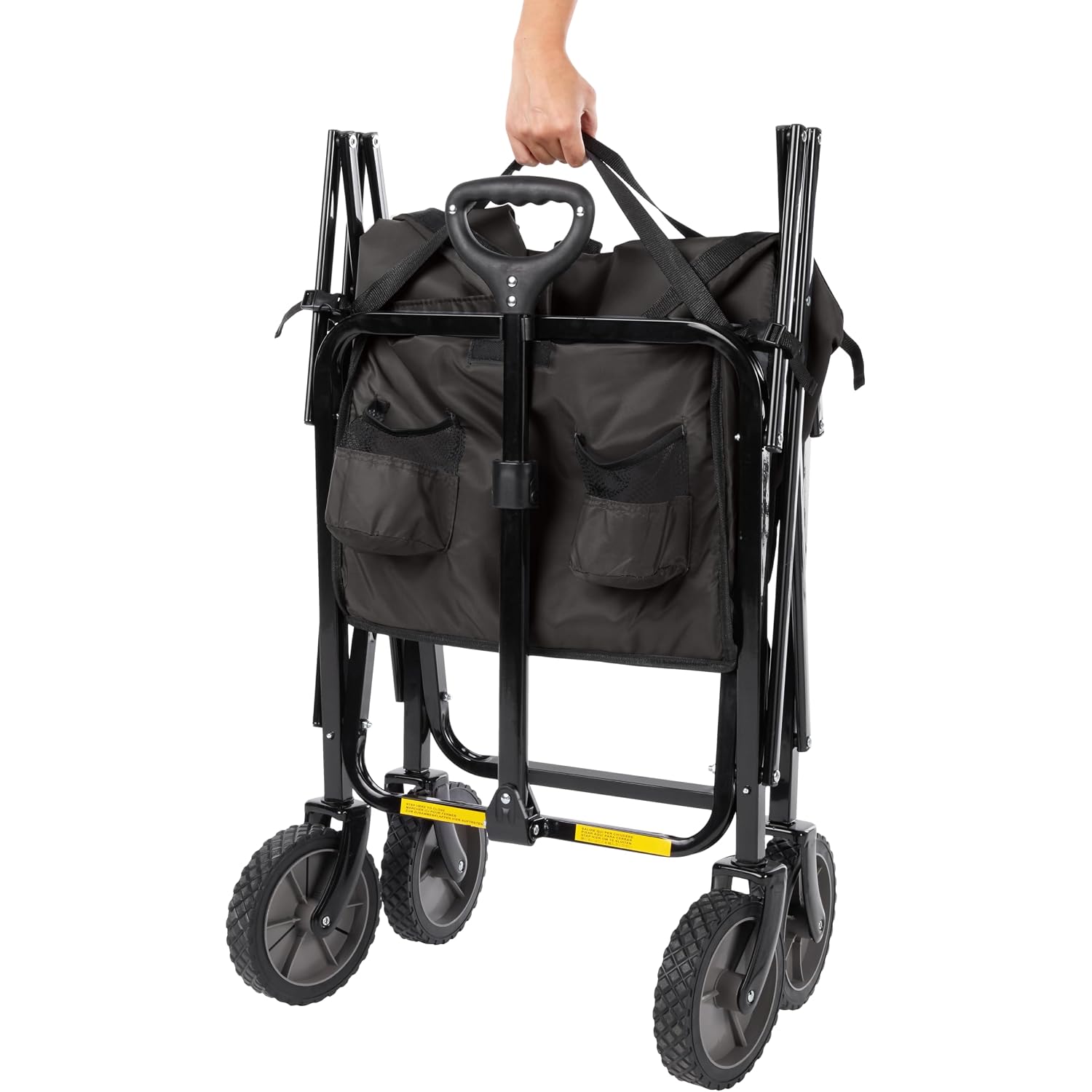 Amazon Basics Collapsible Heavy Duty Utility Wagon For Outdoor Sports, Camping, Garden, And Shopping, 265 Pounds Capacity, 27.6 X 40.9 X 20 Inches, Black
