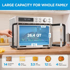 Midea Flexify Classic French Door Toaster Oven Air Fryer Combo, 10-in-1 Large Capacity 26.4 QT Countertop Oven, 25% Faster Cooking and 90% Less Oil, Stainless Steel