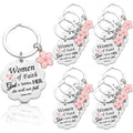 Cunno Christian Gifts Bulk Mother's Day Church Gifts Religious Keychain Bulk Scalloped with Enamel Sakura Woman of Faith