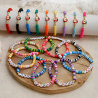COLOYAN 18PCS Teacher Appreciation Gifts for Women Men, Teacher Gifts Wooden Beaded Bracelet elastic Clay Bracelet, Birthday Christmas Thanksgiving Thank You Gifts for Teachers