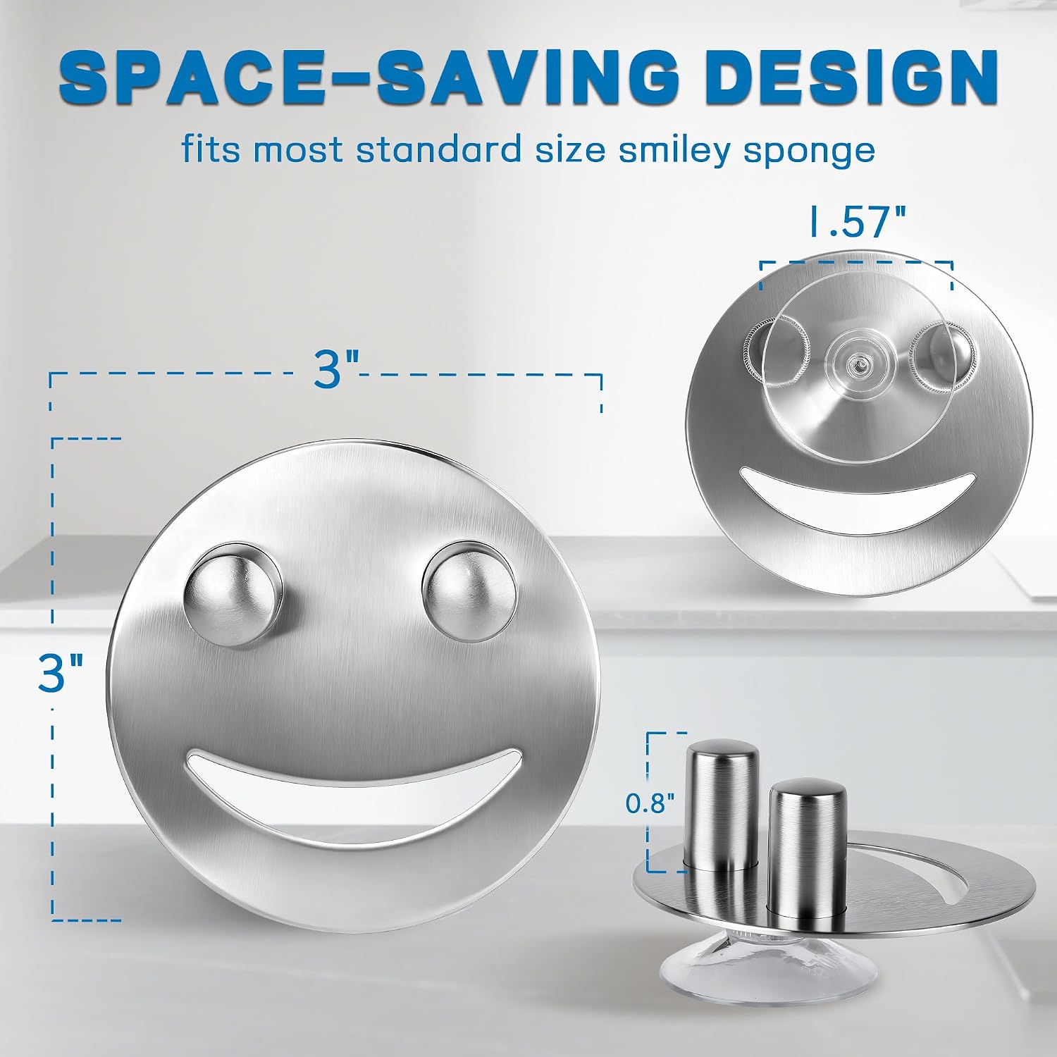 Discount Parts Direct Stainless Steel Sponge Holder For Scrub Daddy Mommy Sponge, Bathroom Kitchen Sink Caddy Organizer Storage With Suction Cup, Dishwasher Safe, Keep Sponge Dry, Silver, 1-Pack
