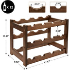Bamboo Wine Rack, 3-Tier 12 Bottles Wine Storage Cabinet Shelf, Easy-Assembly Freestanding Bamboo Wine Racks Countertop For Kitchen Pantry Dining Room Bar, Walnut
