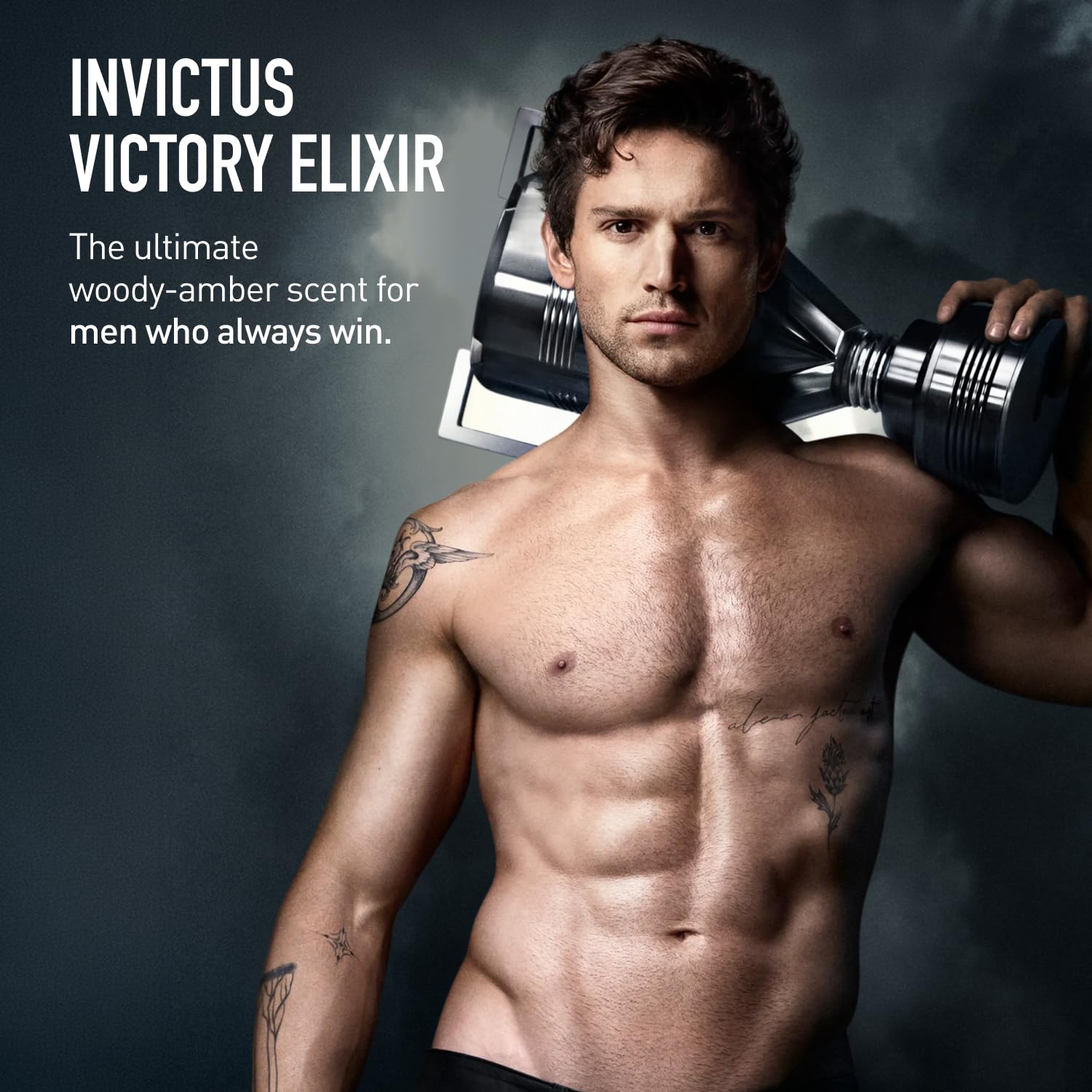 Rabanne Invictus Victory Elixir Parfum for Men - Long Lasting Intense Amber Woody Spicy Men's Perfume with Cardamom, Lavender & Vanilla - Trophy Bottle French Fragrance Spray