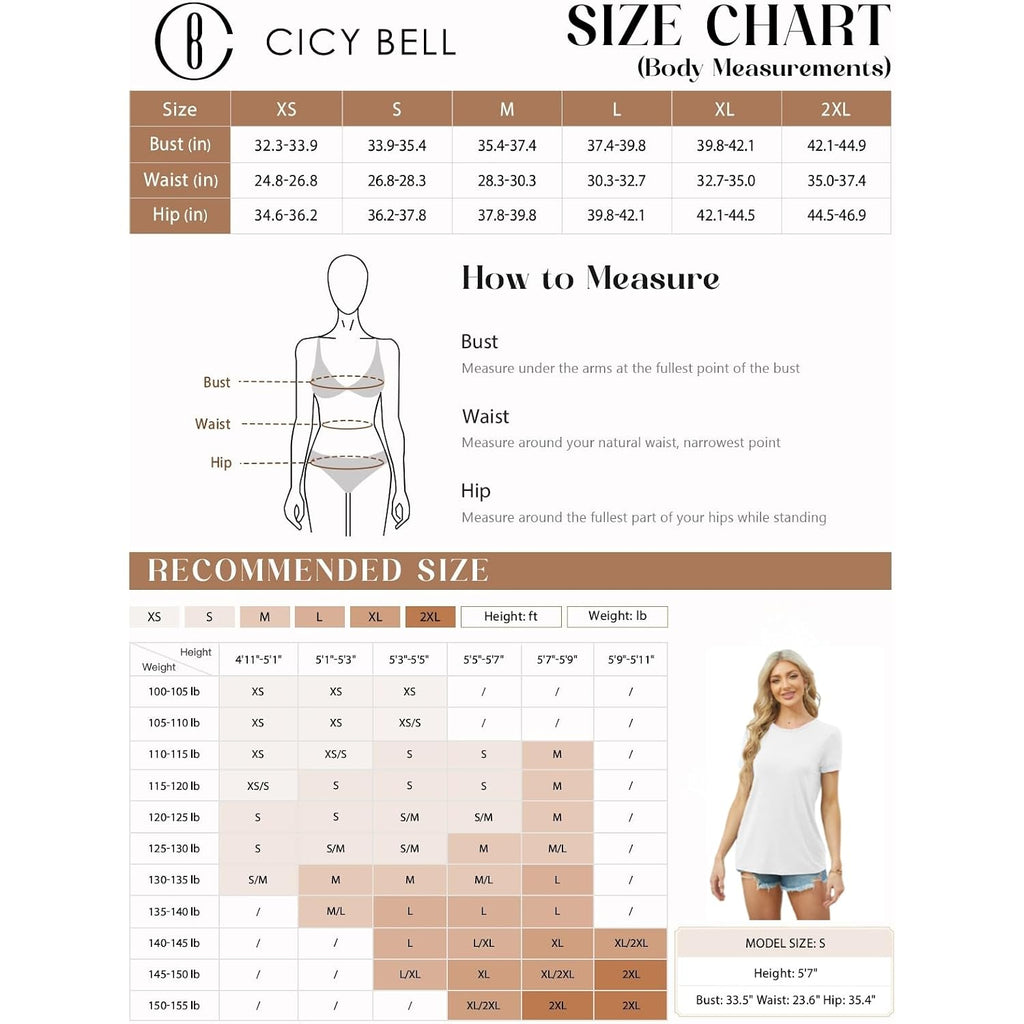 Cicy Bell Women'S Short Sleeve Shirts Crewneck Loose Casual Summer Basic Tees Tops