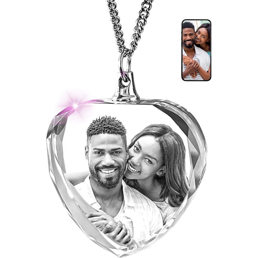 ArtPix 3D Crystal Photo, Personalized Necklace Gift, Custom Mothers Day Gifts for Mom, Women, Wife