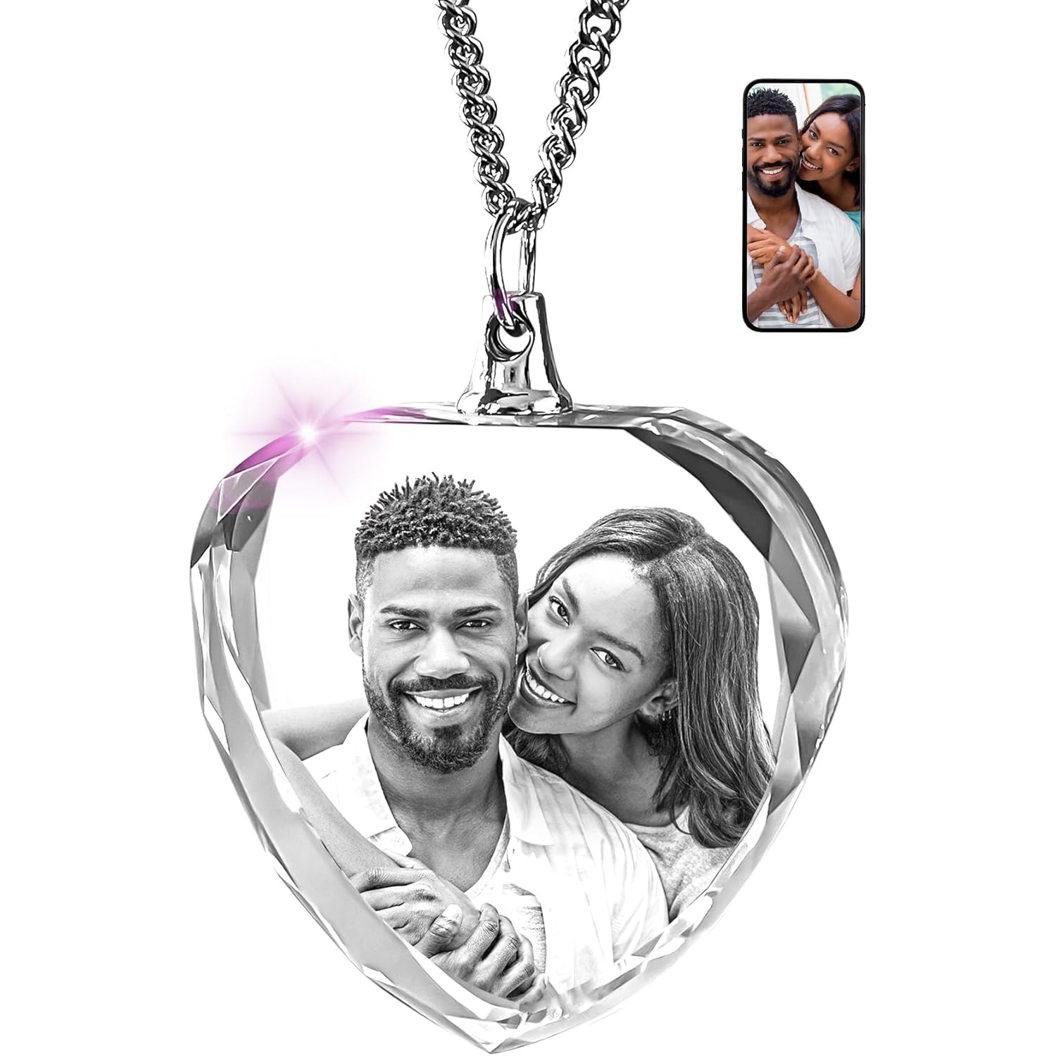 ArtPix 3D Crystal Photo, Personalized Necklace Gift, Custom Mothers Day Gifts for Mom, Women, Wife