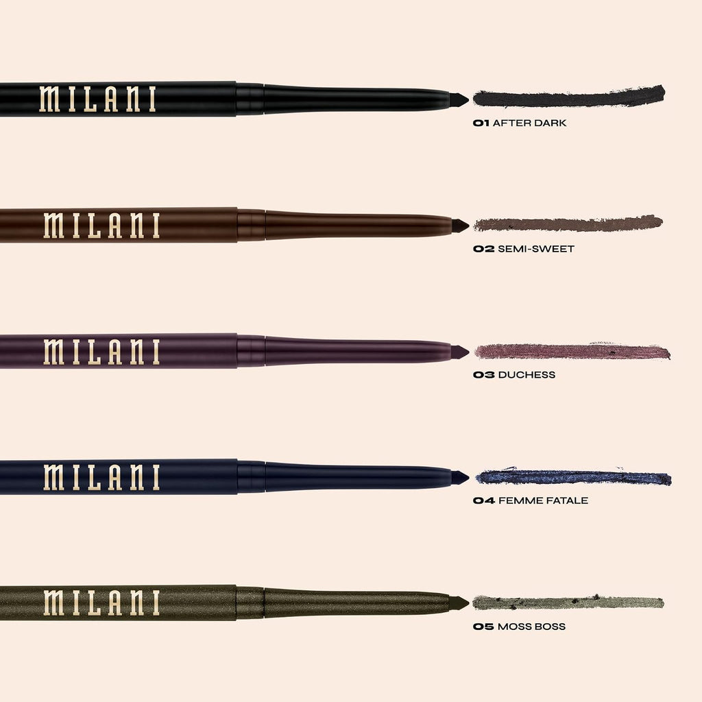 Milani Stay Put Eyeliner - After Dark (0.01 Ounce) Cruelty-Free Self-Sharpening Eye Pencil With Built-In Smudger - Line & Define Eyes With High Pigment Shades For Long-Lasting Wear
