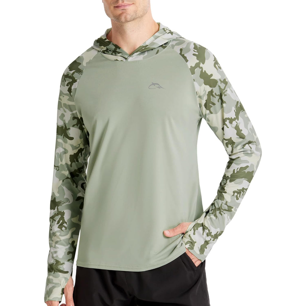 Fisheal Men'S Performance Fishing Hoodie Shirt With Thumbholes - Upf 50 Sun Protection Camo Long Sleeve Shirts Quick-Dry