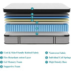Queen Mattress, 12 Inch Hybrid Matress With Memory Foam & Individual Pocket Springs, Queen Size Mattress In A Box, Pressure Relief, Edge Support, Motion Isolation