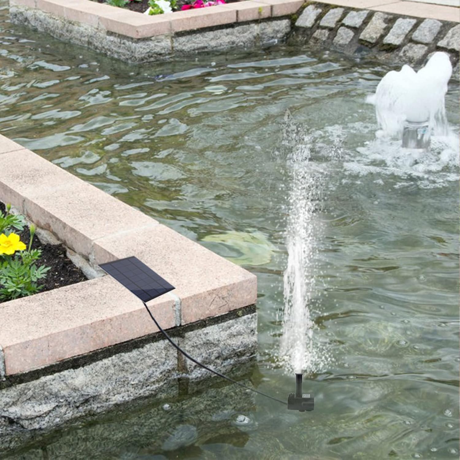Solar Fountain Pump Kit With Separate Solar Panel, 1.8 W Upgraded Solar Water Pump With 9.84Ft Cable & 4 Nozzles Solar Water Fountain For Bird Bath,Pond, Patio Garden Water Pump With Built-In Filter