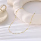 Tewiky Gold Chain Necklace for Women, 14k Gold Plated Thin Beaded Wave Box Chain Necklace Dainty Gold Necklace Simple Layered Gold Choker Necklaces Minimalist Gold Link Chain Necklace Trendy Jewelry for Women