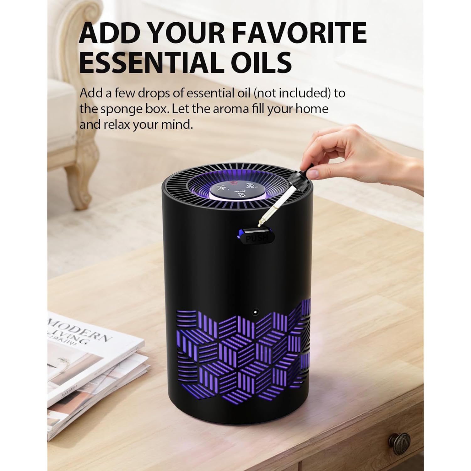 Freaire Air Purifiers For Bedroom Up To 1086 Ft², Air Purifiers For Home With Lights, Hepa Air Purifier Removes Dust Smoke Pollen Dander Smell, For Home/Pets/Bedroom