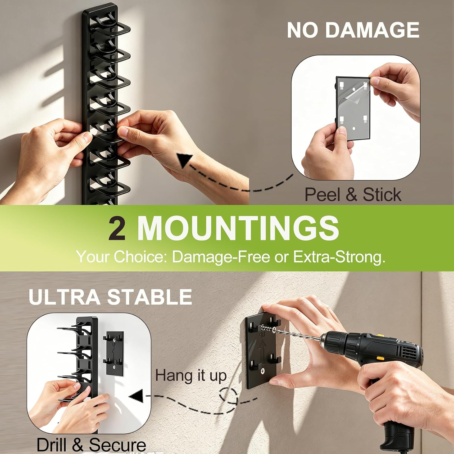 Hat Organizer For Baseball Caps 2 Pack, Hat Rack For Wall, Hat Storage, Hat Holder With Strong Adhesive And Screws (Black)