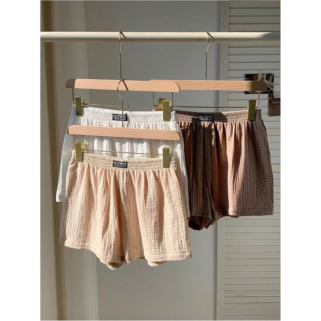 Women's Summer Shorts 3 Packs Elastic Waist Wide Leg Casual Cotton Shorts Sets