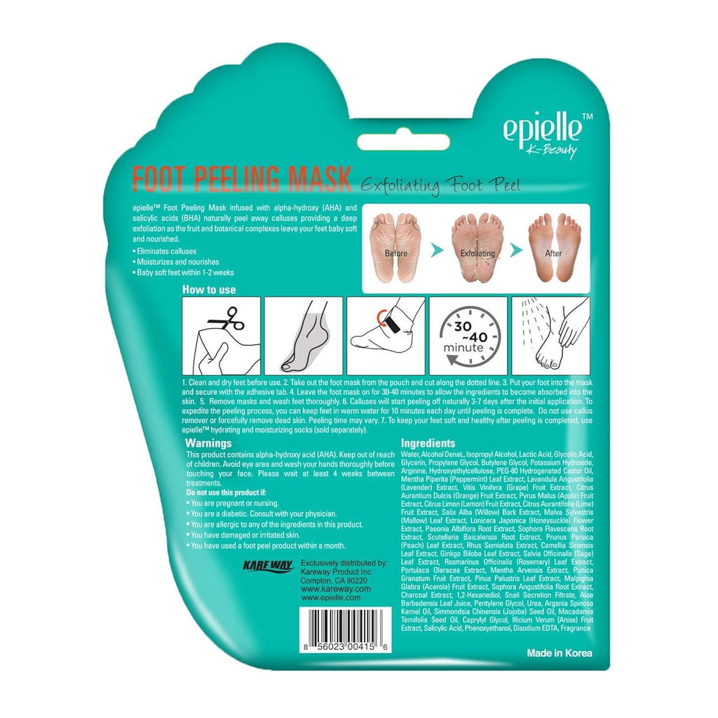 Epielle Foot Peel Mask | 2 Pairs | For Cracked Heels, Dead Skin & Calluses | Smooth & Repair Rough, Dry Skin | Beauty Gift, Spa Day, Gift Set | Korean Skincare