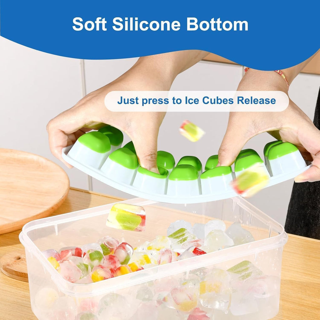 Ice Cube Trays With Lids For Freezer, 4 Pack Silicone Set, 56 Cubes | Easy-Release Reusable Ice Molds, Sturdy Pp Frame, Bpa-Free; Stackable & Dishwasher Safe For Whiskey, Cocktails & Baby Food