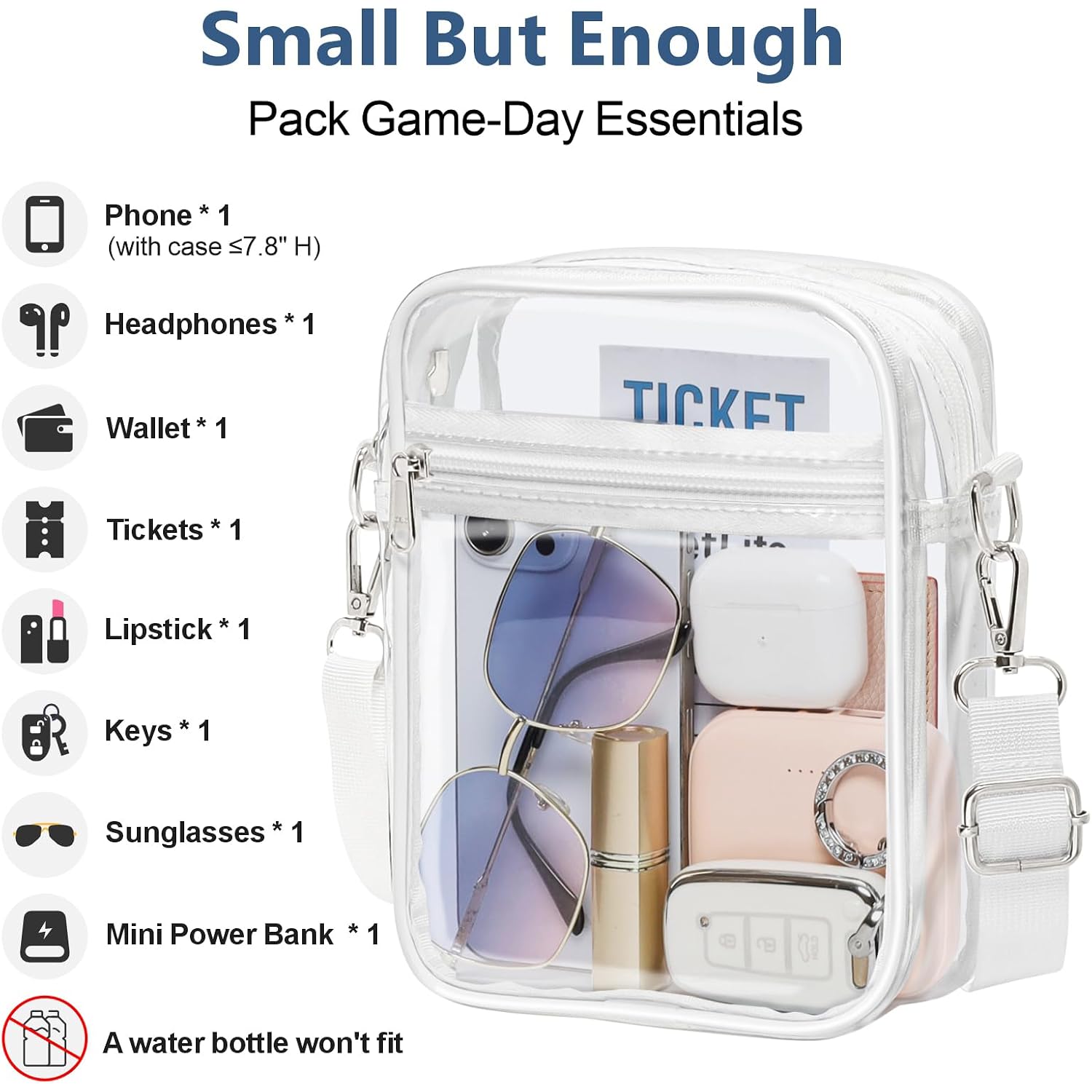 Clear Bag For Stadium Events - Clear Purses For Women Transparent Crossbody Messenger Bag For Concerts Game Day