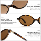 ViewJoy Retro Oval Sunglasses for Women Vintage 90s Y2K Trendy Designer Sun Glasses Black+tortoise