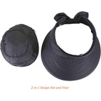 Sun Hats for Women with UV Protection Wide Brim Sun Hat Visor Summer Beach Outdoor Foldable Womens Cap Black