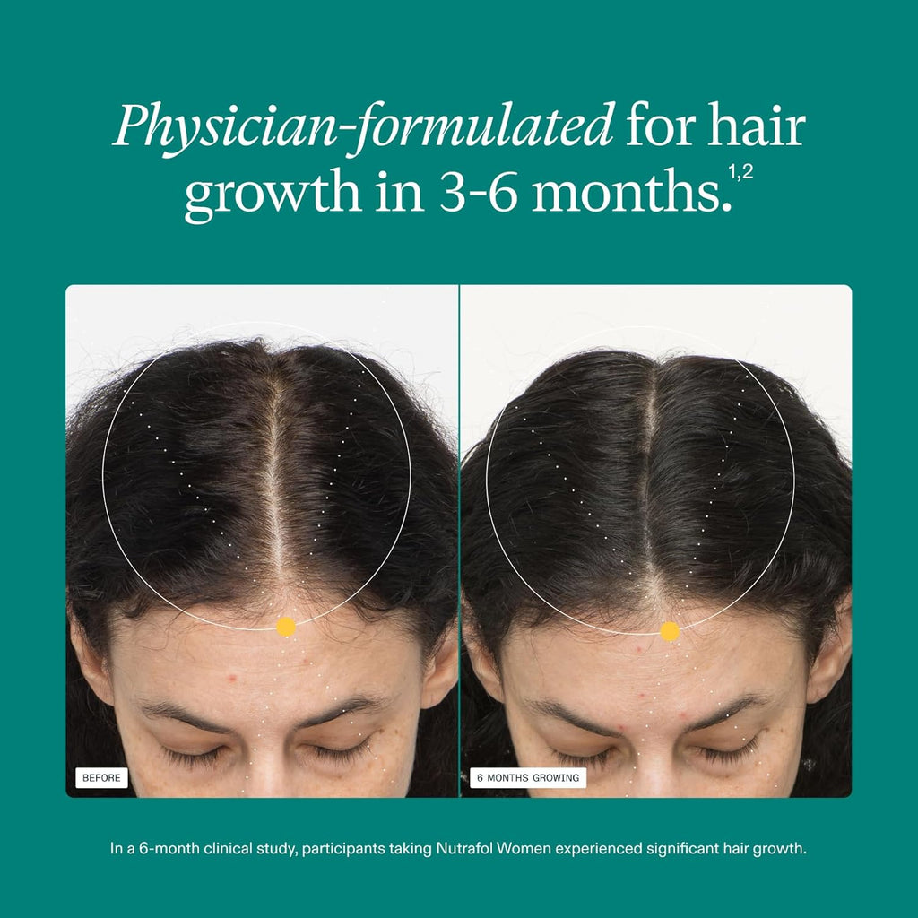 Nutrafol Women's Hair Growth Supplements, for Women Ages 18-44, Clinically Proven Hair Supplement for Visibly Thicker and Stronger Hair, Dermatologist Recommended - 1 Month Supply, 1 Refill Pouch