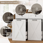 Hostack 71" Kitchen Pantry With 12.5 Gallon Double Trash Can Cabinet, White | Farmhouse Garbage Can Cabinet With Pull Out Trash Can Storage, 47"W Kitchen Hutch With Hidden Garbage Storage For Dining Room