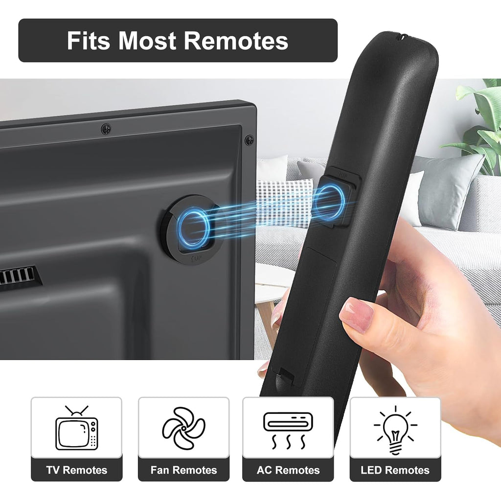 Magnetic Remote Control Holder Wall Mount, 4 Pack Tv Remote Control Holder For Fan/Air Conditioner, Self-Adhesive Bedside Caddy For Tv Backside/Bedroom/Office/Rv Home Organizer Storage(Black)