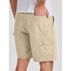 Jmierr Men'S Cotton Carpenter Work Shorts - Button & Elastic Waist, Multi-Pocket Casual Shorts