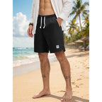 Plepan Mens Corduroy Shorts Casual 7 Inch Elastic Waist Drawstring Lightweight Summer Beach Loose Fit Lounge Shorts