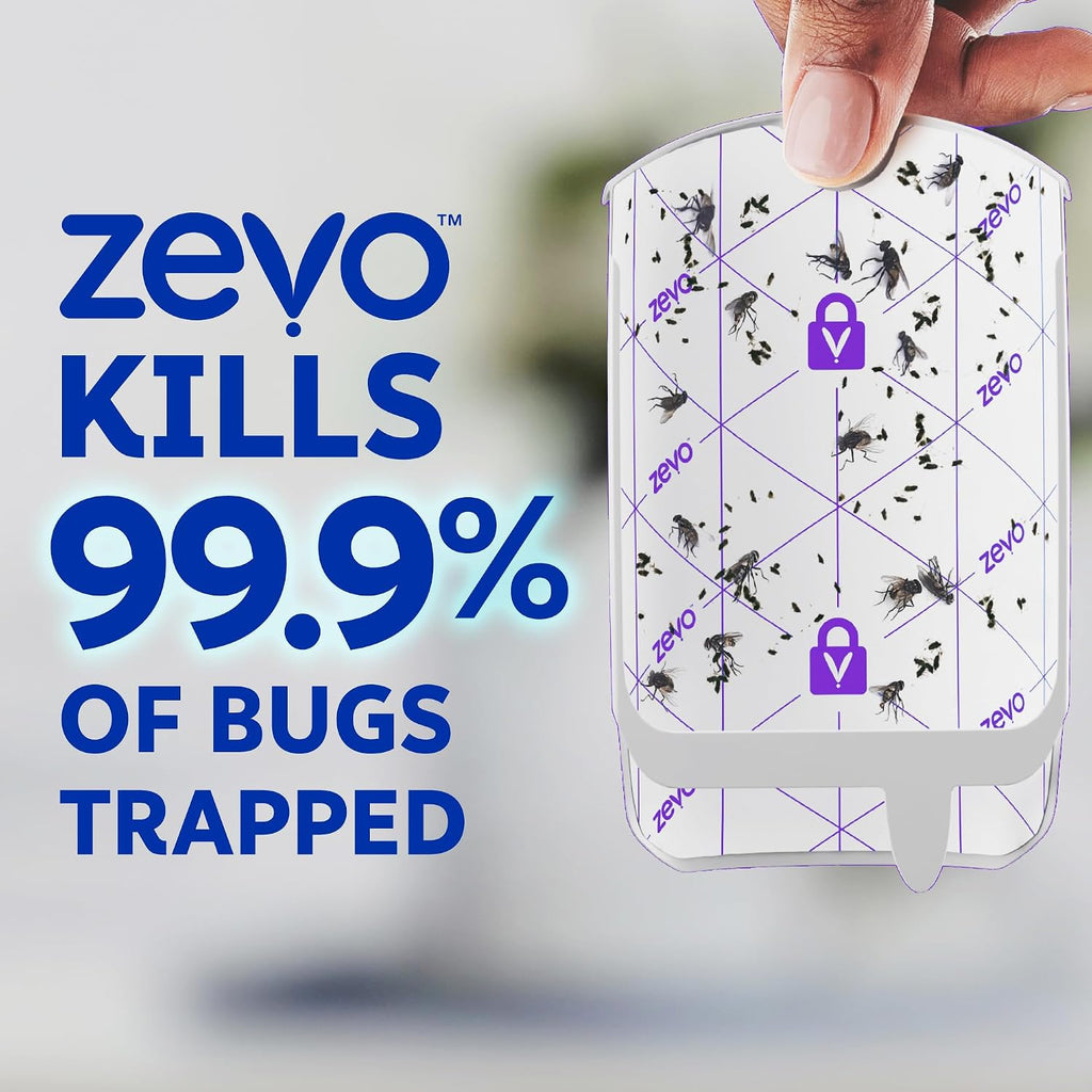 Zevo Flying Insect Trap - Plug-In Indoor Fly Trap And Bug Light Trap Refill With Blue And Uv Light - No-Mess Cartridge For House Flies, Fruit Fly Trap And Gnats (1 Plug-In Base And 1 Cartridge)