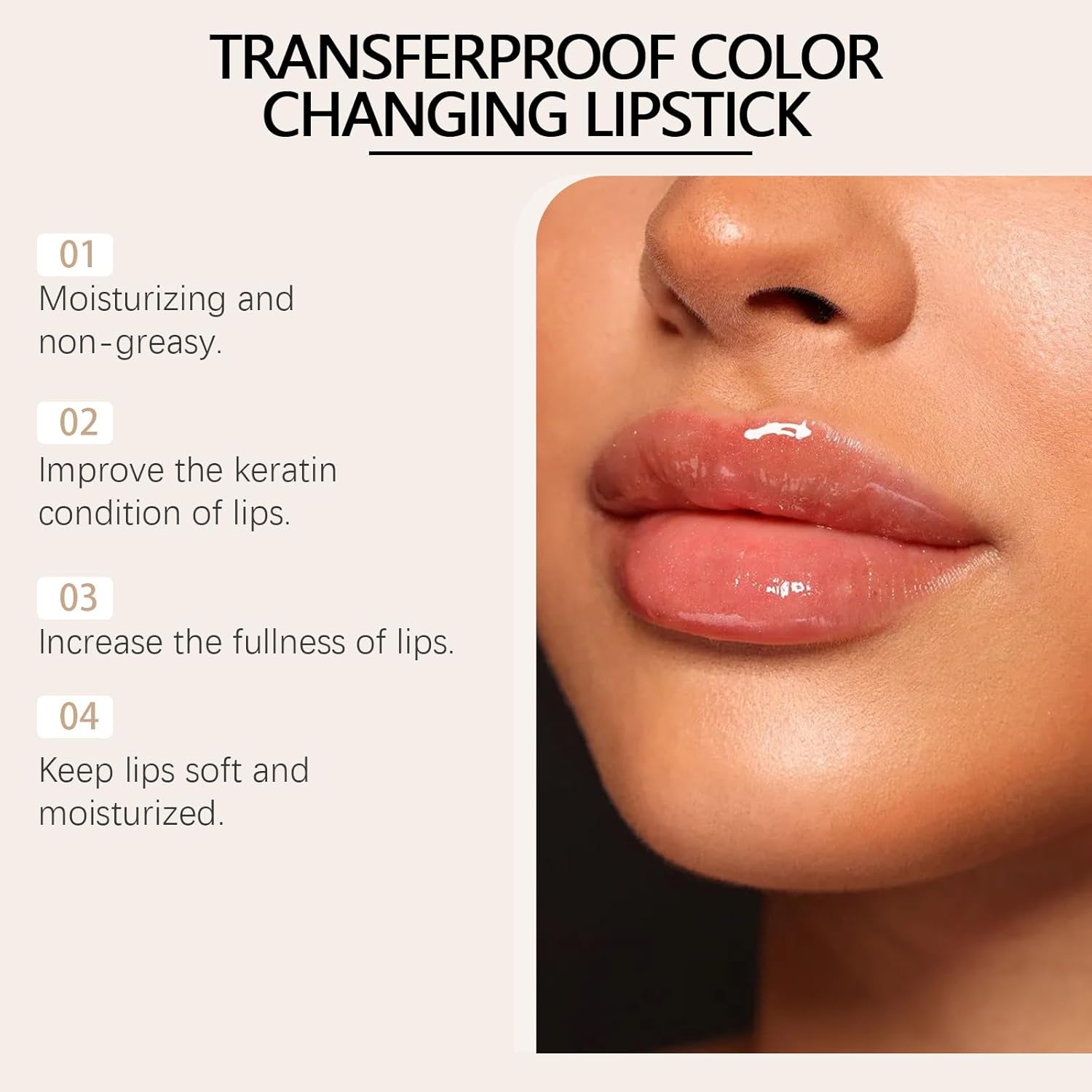 Transferproof Color Changing Lipstick for Women,Ph Lipstick Color Changing,Clear Lip stick That Changes Color,Long Lasting 24 Hours Moisturizing Glossy Shine Lip Gloss for Women (1pcs)