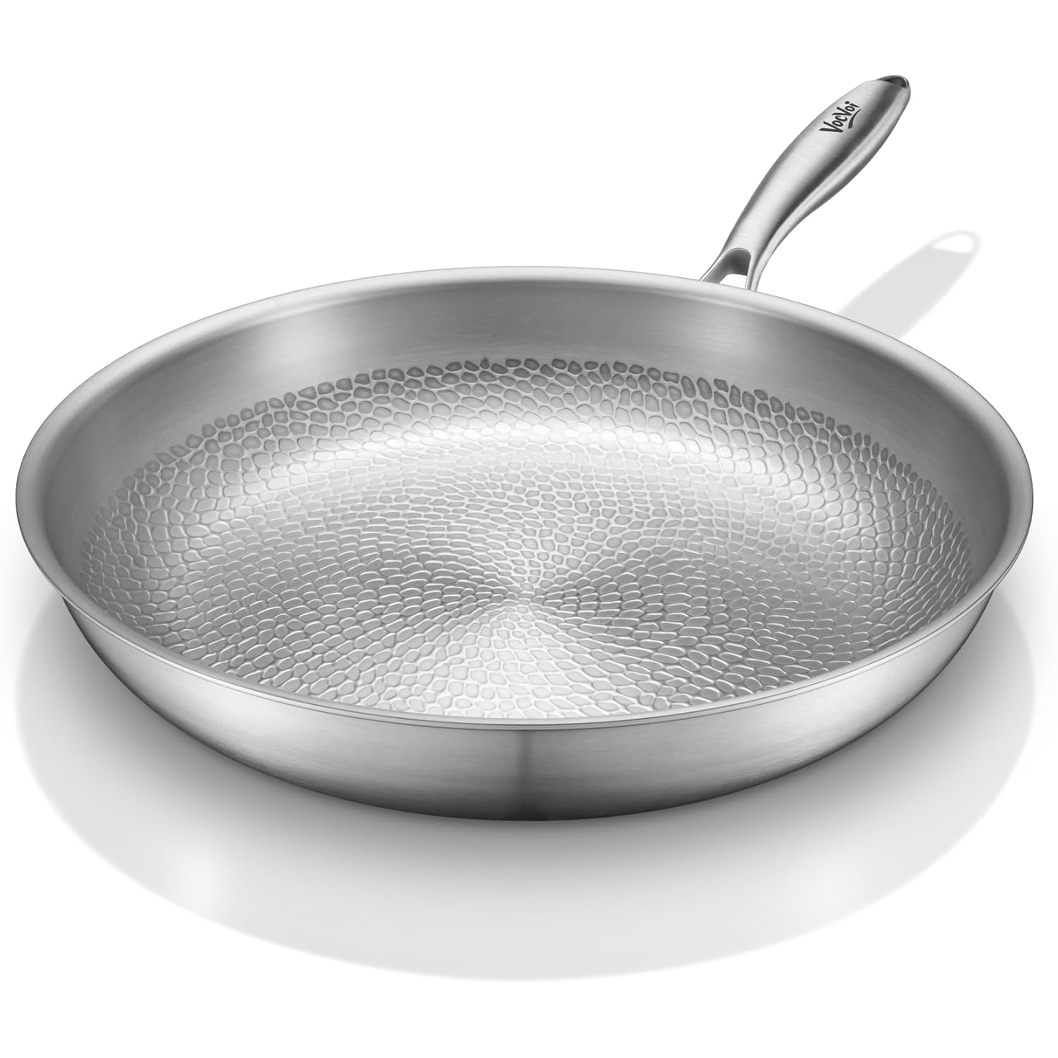 Vocvoi Titanium Pans For Cooking,12" Frying Pan,Butter Warmer Skillet | Uncoated Hammered Titanium Pro Pan, Pfoa/Pfas/Ptfe Free Cookware, Induction & Oven-Safe