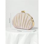 QWINEE Women's Shell Shaped Clutch Purse Ruched Mini Crossbody Bag Elegant Evening Handbag with Chain Strap