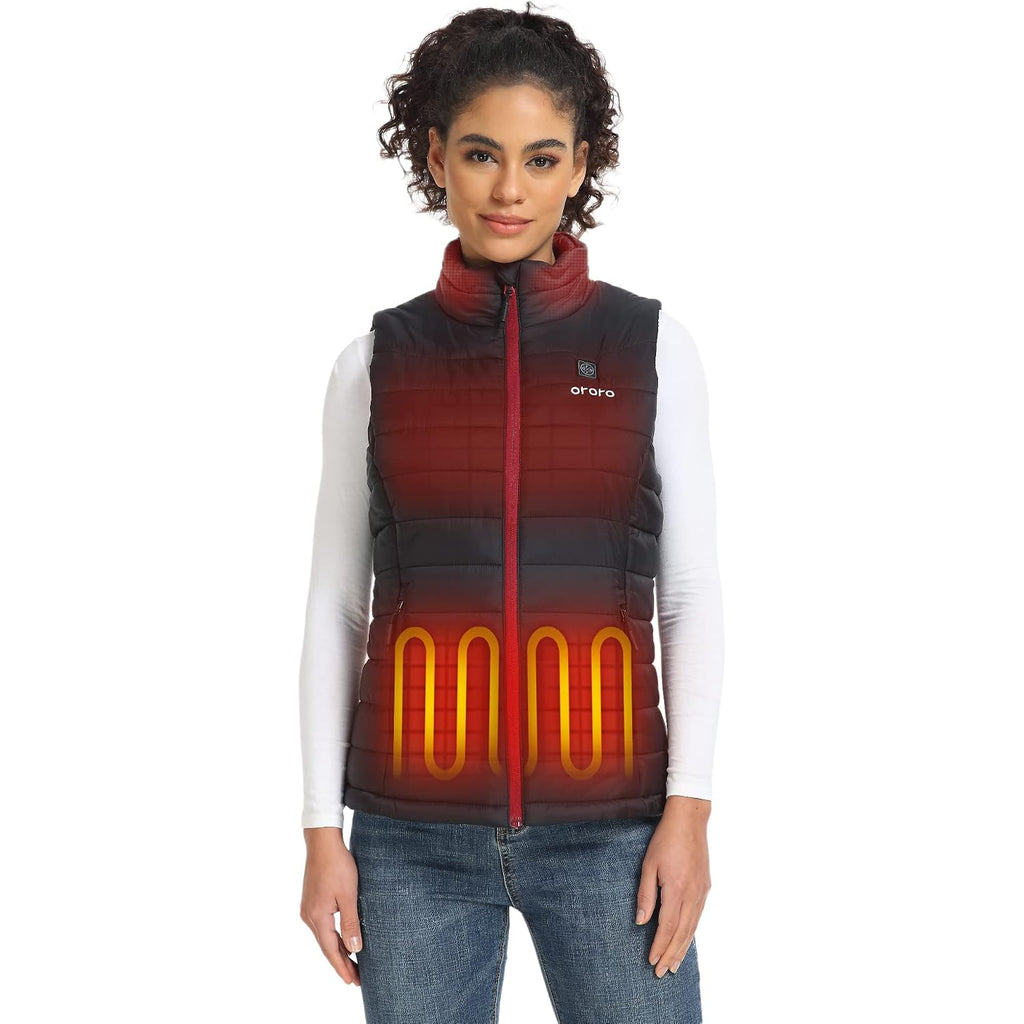 Ororo Women’S Heated Vest, 4 Heating Zones Lightweight Electric Vest | Classic Design With Fellex Insulation, Wind And Water Resistant Shell, Rechargeable Battery Included For Daily Winter Comfort