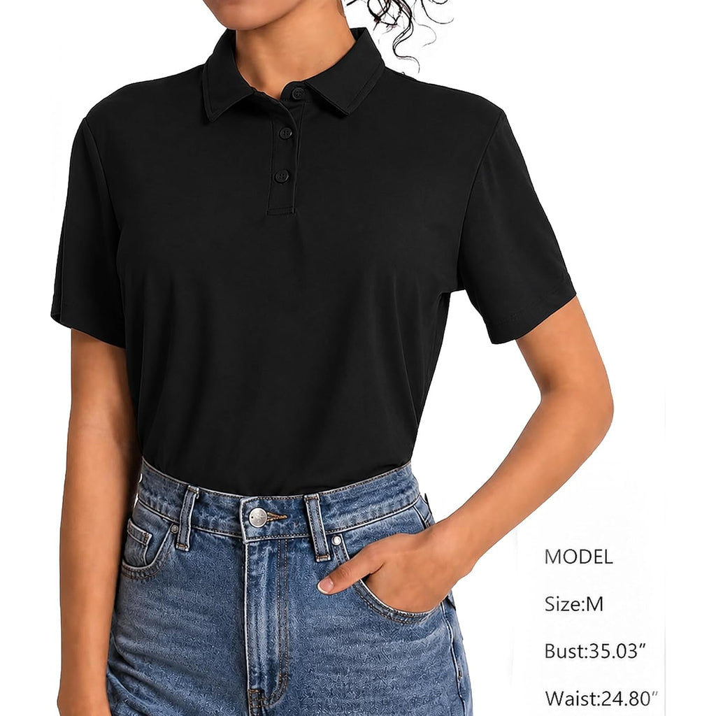 Nebukinex 5 Pack Women'S Polo Shirts Short Sleeve 3 Buttons Collared Uniform Tops Moisture-Wicking T-Shirts For Work & Casual