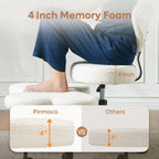 Ergonomic Cross Legged Chair, 360° Swivel Meditation Chair With Wheels, Height Adjustable Seat For Adhd, Strong Lumbar Support, Chic Home Office Furniture, Teddy Fabric, Off White
