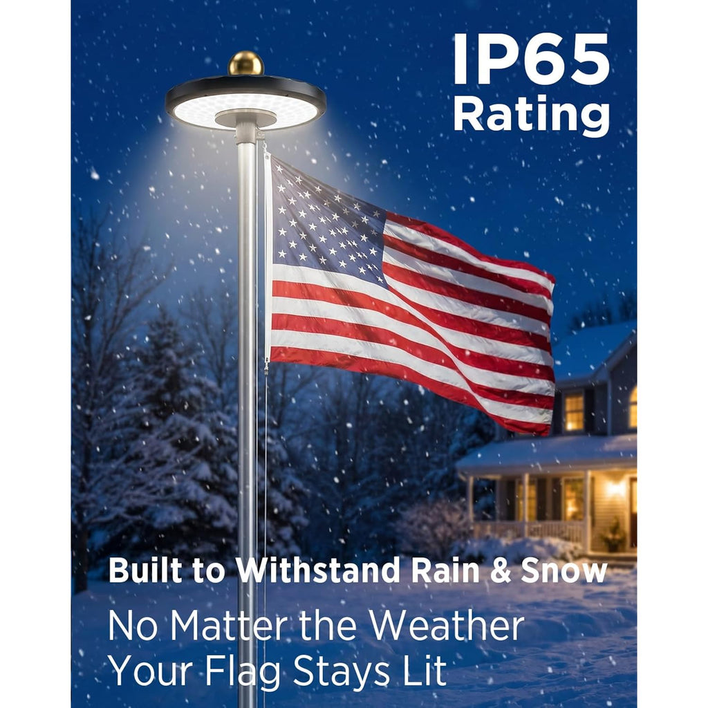Solar Flag Pole Light For American Flag, 132 Led Solar Flagpole Light With 2600Mah Battery For 15-25 Ft Flagpoles, Dusk To Dawn Auto On/Off, 3 Brightness Modes, Ip65 Waterproof Outdoor Flag Light
