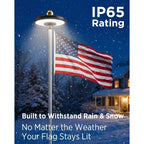 Solar Flag Pole Light For American Flag, 132 Led Solar Flagpole Light With 2600Mah Battery For 15-25 Ft Flagpoles, Dusk To Dawn Auto On/Off, 3 Brightness Modes, Ip65 Waterproof Outdoor Flag Light